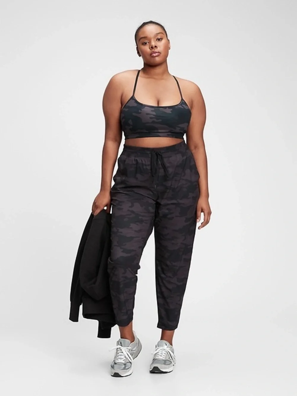 GAP gapfit Black Camo Drawstring Joggers Womens size small with pockets - Picture 2 of 6
